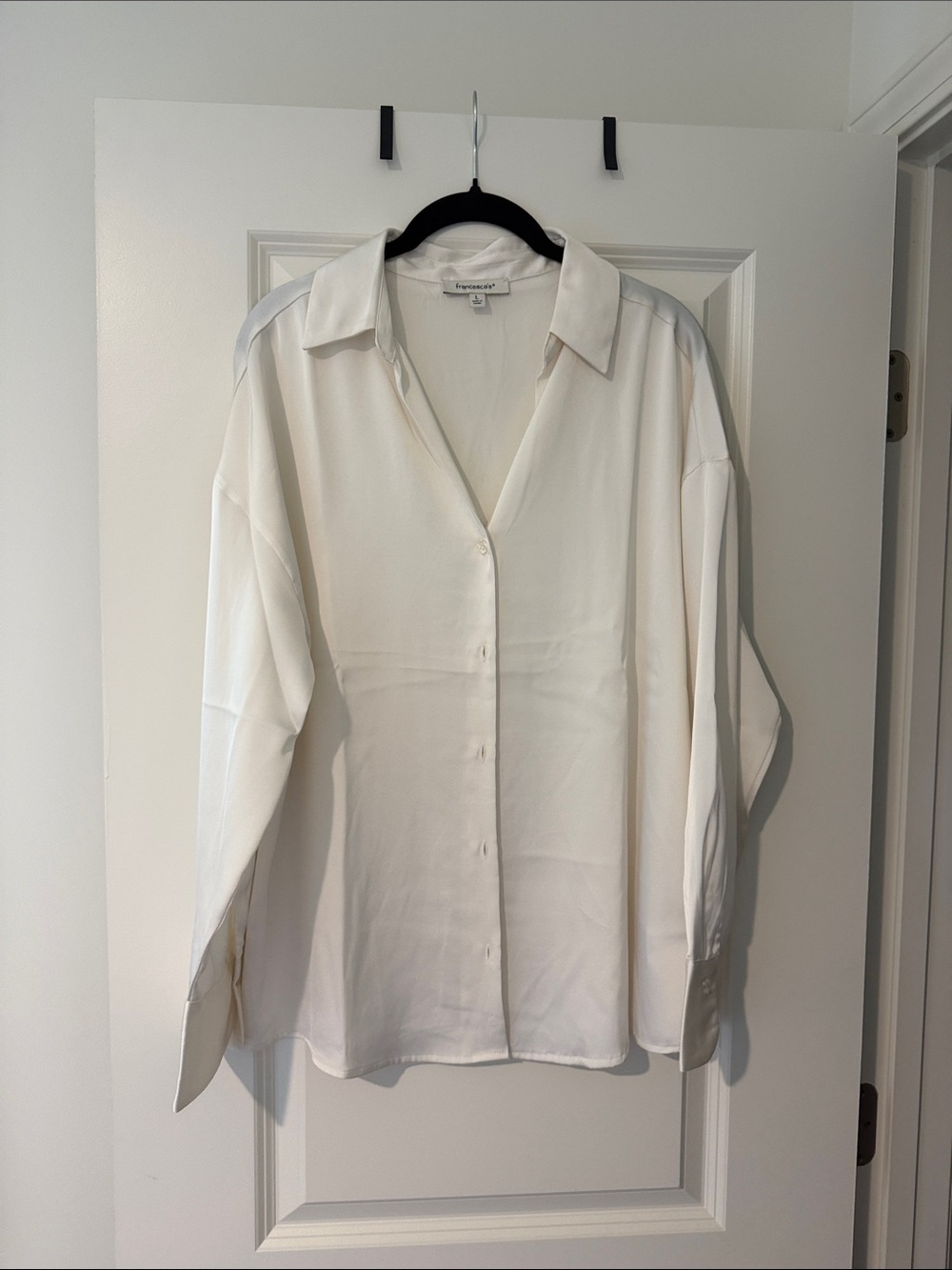 Francesca's Collections White Button-Down Shirt